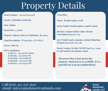 Peaceful 2.5 Acres – Flat Land  in Fairbanks North Star Borough